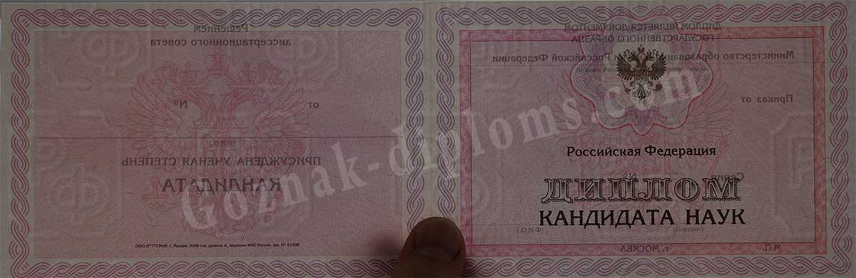 Диплом кандидата наук 2007-2026
